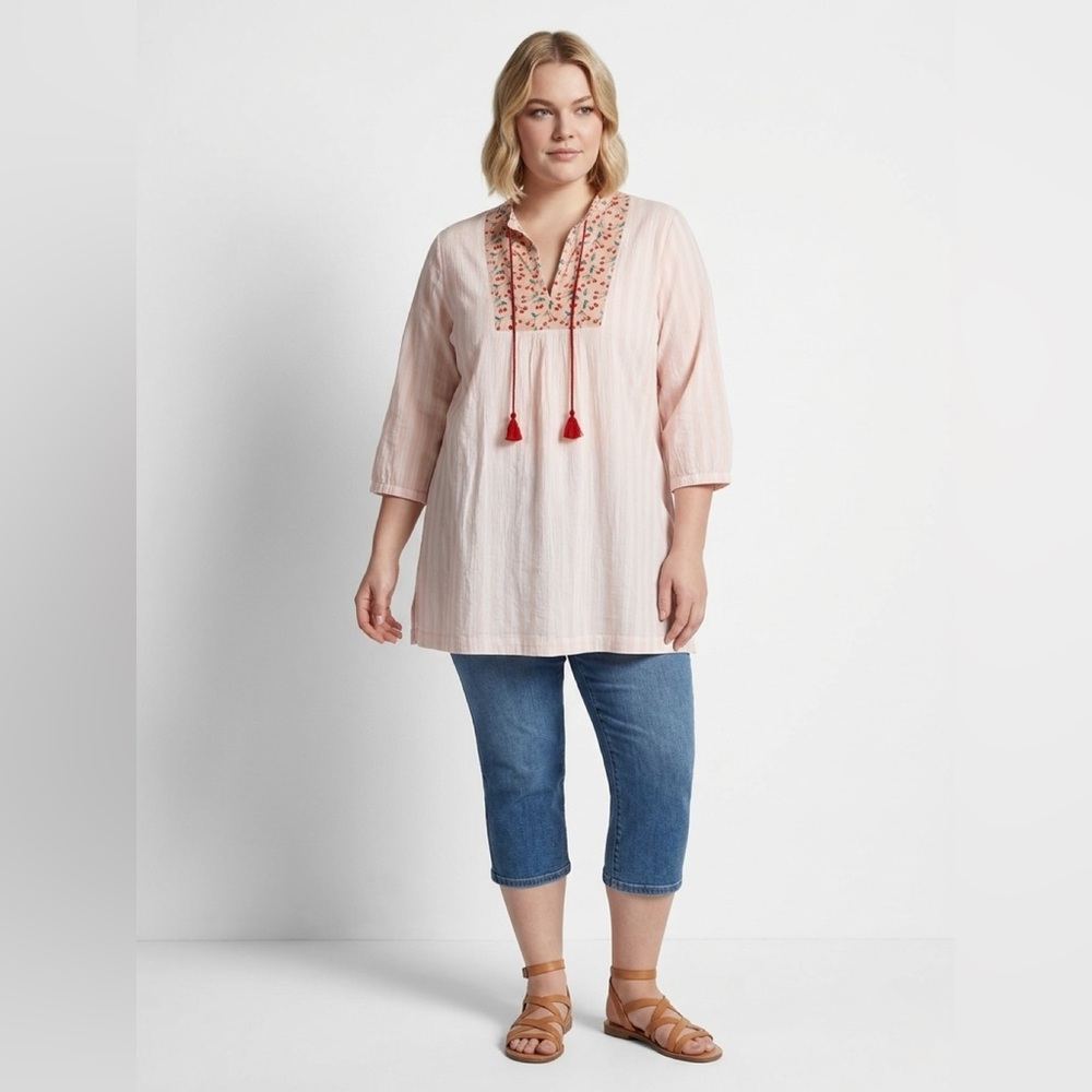 J.Crew Cherry Striped Mixed Print Gauzy Tunic Top - Coverup Size XXL. *NEW*